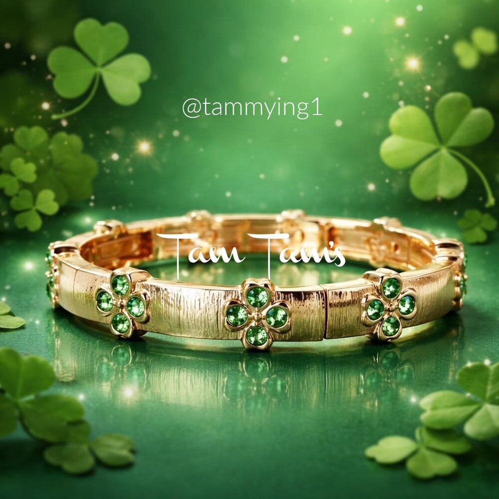 Park Lane LUCKY DAY Bracelet Stretch Shamrock St Patrick’s Day Clover Bangle NWT - Picture 2 of 7